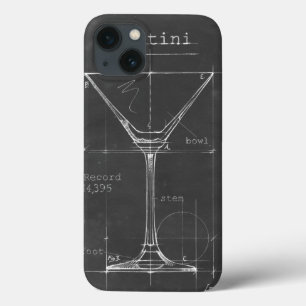 Svart & Vit Martini Glas Ritning