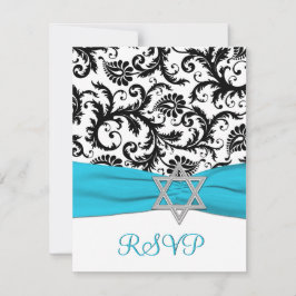 Svart, vit mask med Aqua FAUX OSA Kort