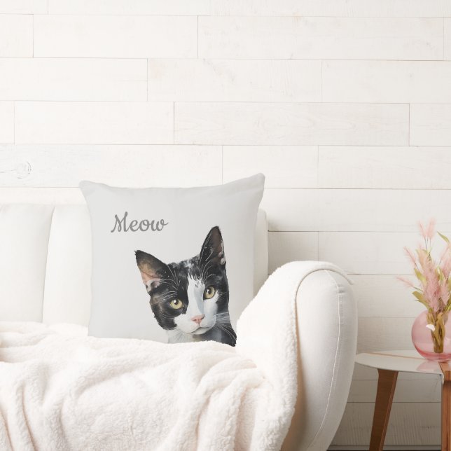 Svart Vit Mia Katt  Kudde (Soffa)
