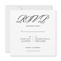 Svart & Vit Minimal Fyrkantig Bröllops-RSVP