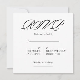 Svart & Vit Minimal Fyrkantig Bröllops-RSVP Kort
