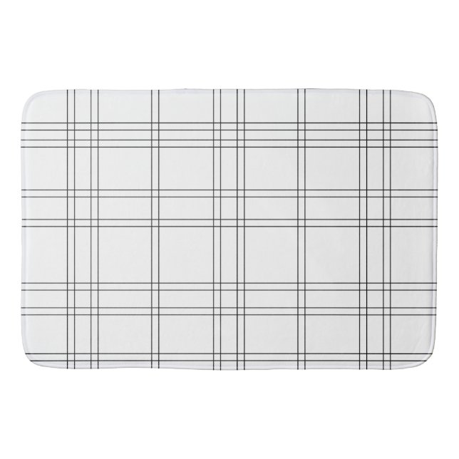 Svart & Vit Minimal Modern Rutig Ren Mönster Badrumsmatta (Framsidan)