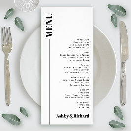 Svart, vit, minimal typografi bröllop-menykort reklamkort