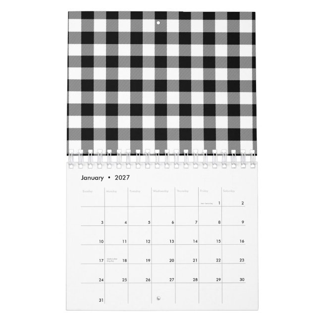 Svart & Vit Minimalistisk Abstrakt Mönster i Rutor Kalender (Jan 2027)
