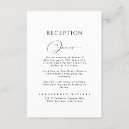 Svart & Vit Minimalistisk Chic Bröllopsmottagning Tilläggskort