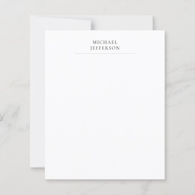 Svart & Vit Minimalistisk Enkel Modern Papper Ark (Framsida)