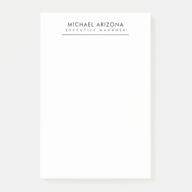 Svart & Vit Minimalistisk Enkel Modern Post-it Block (Framsida)
