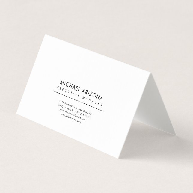 Svart & Vit Minimalistisk Enkel Premium Linen Visitkort (Framsida)
