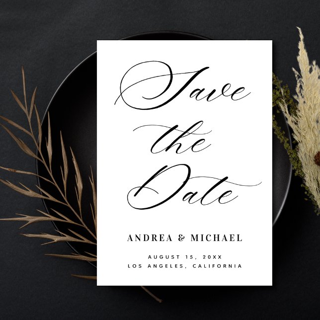 Svart-vit minimalistisk foto- och QR-kod bröllop Spara Datumet (Skapare uppladdad)