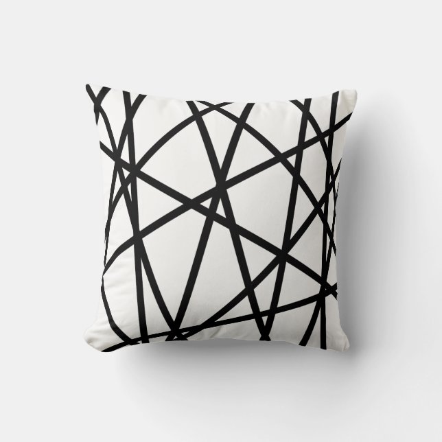 Svart vit minimalistisk geometrisk dekoration kudde (Framsida)