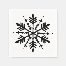 Svart & Vit Minimalistisk Grafisk Snöflinga Pappersservett