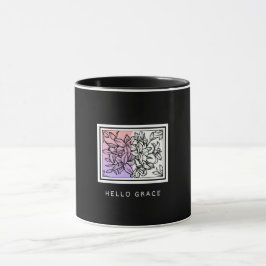 Svart Vit Minimalistisk Hello Grace Mugg