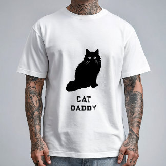 Svart Vit Minimalistisk Kattpappa Rolig T Shirt