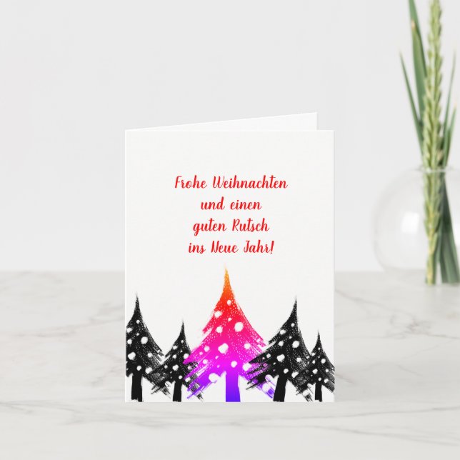 Svart-vit, minimalistisk, modern julkort helgkort (Framsida)