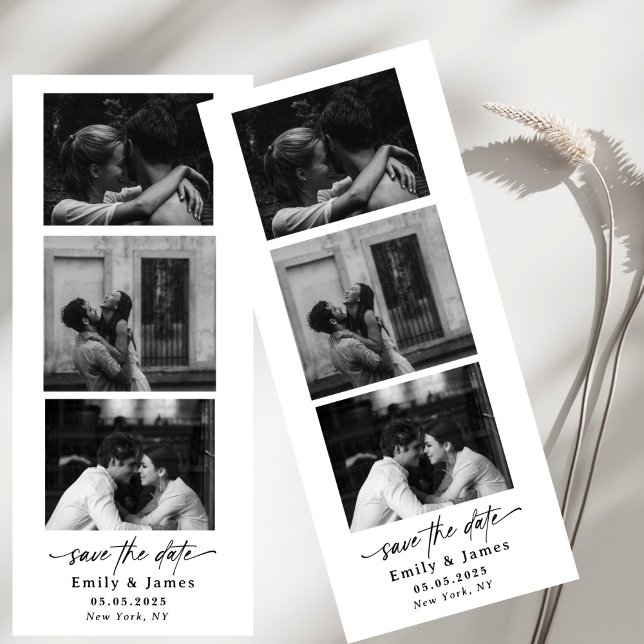 svart-vit minimalistisk Spara datum Inbjudningar (Skapare uppladdad)