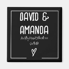 Svart-vit minimalistisk Spara datum-kort Magnet