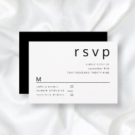 Svart Vit Minimalistisk Typografi Bröllop OSA Kort