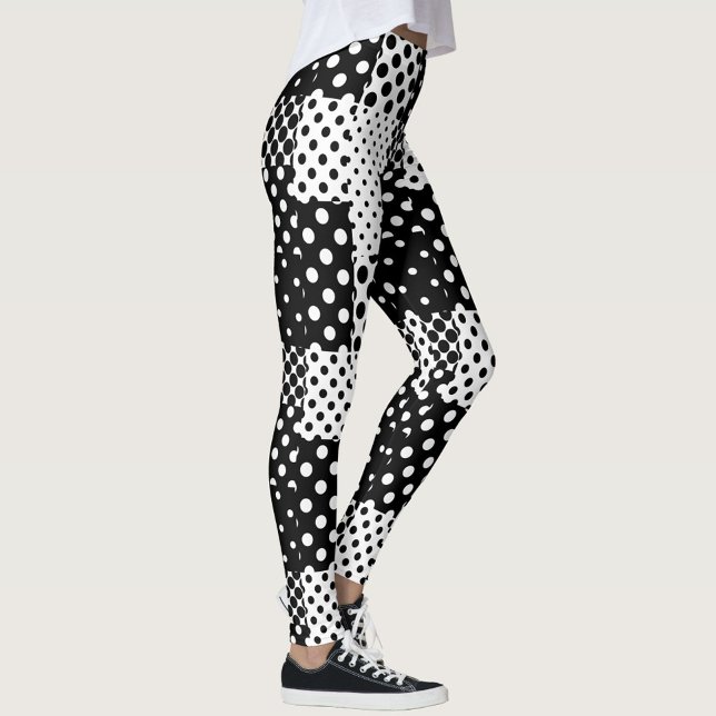 Svart Vit Mode Prickar Stil Design  Leggings (Skapare uppladdad)