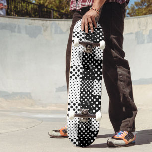 Svart Vit Mode Prickar Stil Design Mini Skateboard Bräda 18,5 Cm