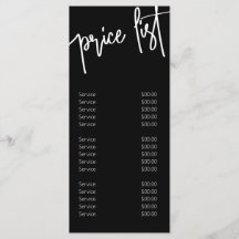 Svart vit Modern Calligraphy Pris List Salon