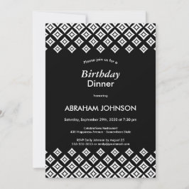 Svart vit modern Geometric Birthday-middag Inbjudningar