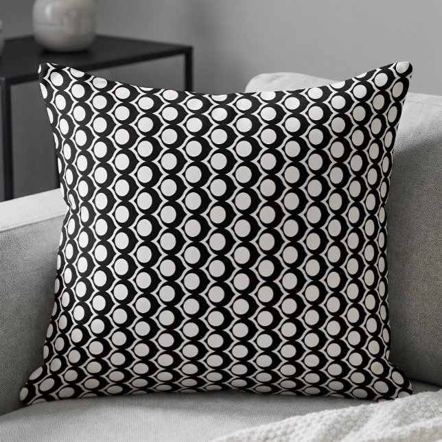 Svart Vit Modern Geometrisk Mönster  Kudde (Skapare uppladdad)