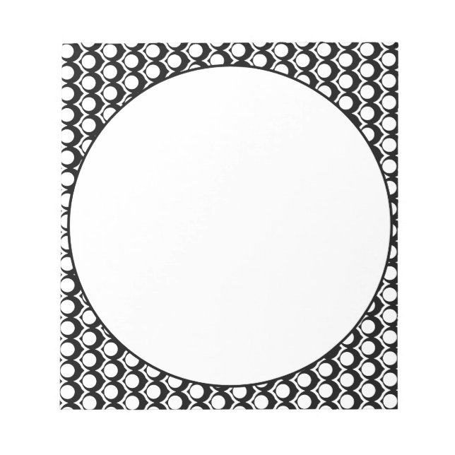Svart Vit Modern Geometrisk Omloppsbana Anteckningsblock (Framsida)