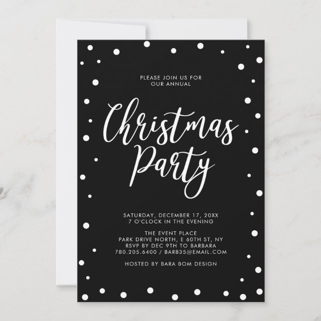 Svart & Vit Modern Julfirande Julfest Inbjudningar (Framsida)