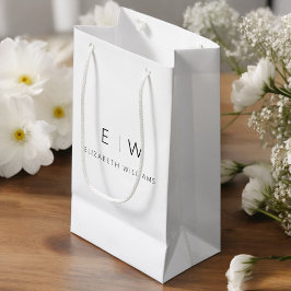 Svart Vit Modern Minimalist Monogram Namn