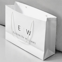 Svart Vit Modern Minimalist Monogram Namn