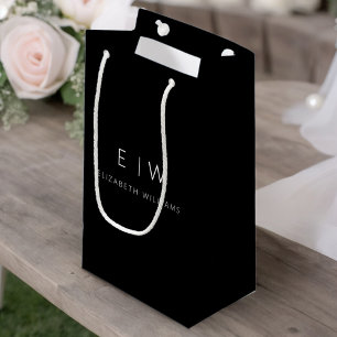 Svart Vit Modern Minimalist Monogram Namn