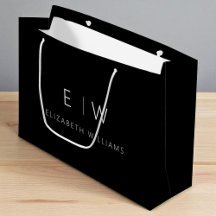 Svart Vit Modern Minimalist Monogram Namn