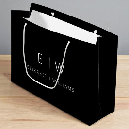 Svart Vit Modern Minimalist Monogram Namn