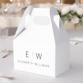 Svart Vit Modern Minimalist Monogram Namn Presentaskar