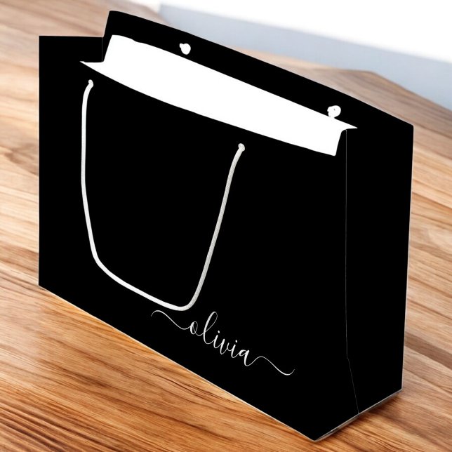Svart Vit Modern Minimalistisk Elegant Monogram (Skapare uppladdad)