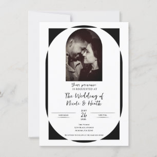 Svart & Vit Modern Minimalistisk Fotovigsel Inbjudningar