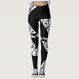 Svart, vit modern mönster Art Leggings