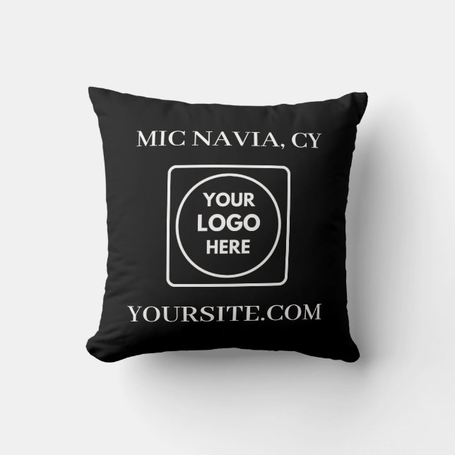Svart Vit Modern Rektangulär Logotyp Kastkudde Kudde (Framsida)