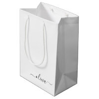 Svart Vit Modern Skript Flickaktig Monogram Namn