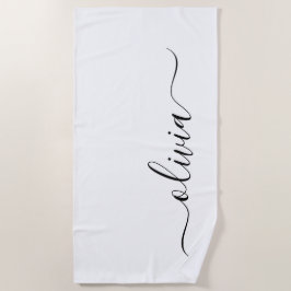 Svart Vit Modern Skript Flickaktig Monogram Namn