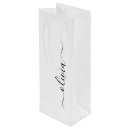 Svart Vit Modern Skript Flickaktig Monogram Namn