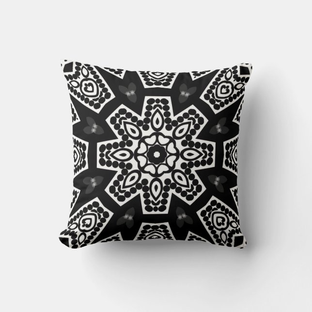 Svart & Vit Modern Tribal Geometri Kudd Kudde (Framsida)