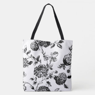 Svart & vit moderna blom- Toile Tygkasse