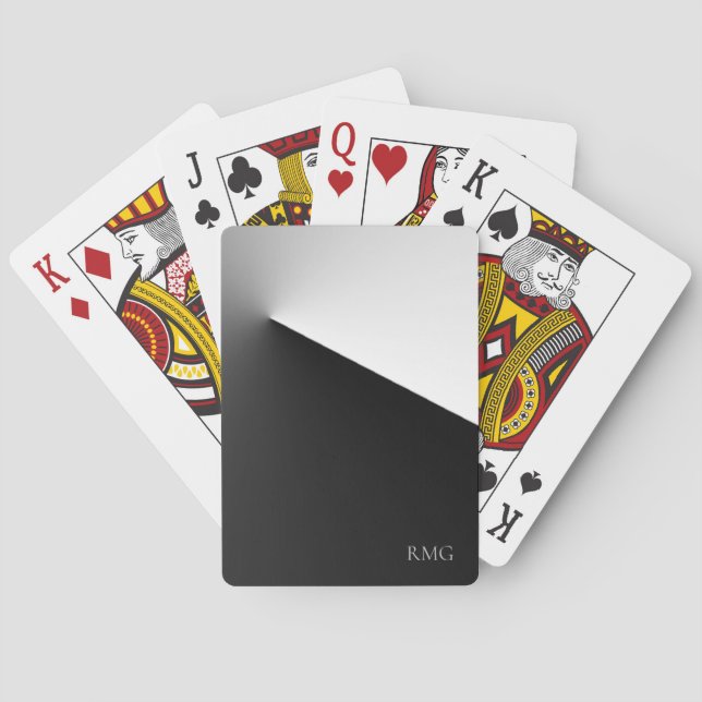 Svart Vit Monogram Casinokort (Baksidan)