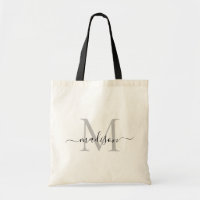 Svart Vit Monogram Elegant Modernt Skriptnamn