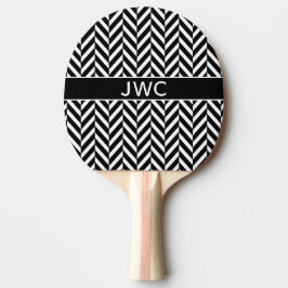 Svart-Vit Monogram Herringbone Pingisracket