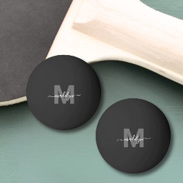 Svart Vit Monogram Initialt Namn Pingisboll