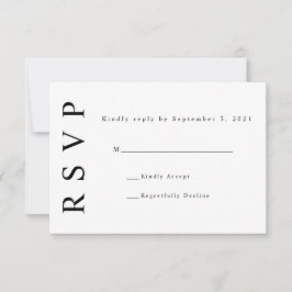 Svart Vit Monogram Minimalistisk Bröllops-RSVP-kor OSA Kort