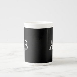 Svart Vit Monogram Varumärke Klassisk mugg Benporslin Mugg
