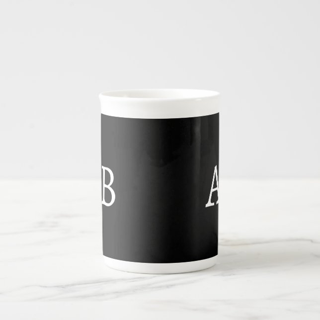 Svart Vit Monogram Varumärke Klassisk mugg Benporslin Mugg (Framsidan)